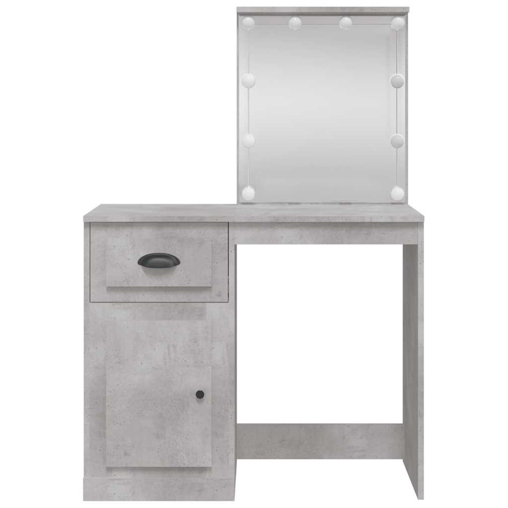 Dressing table with LED lights, concrete, 90x42x132.5cm