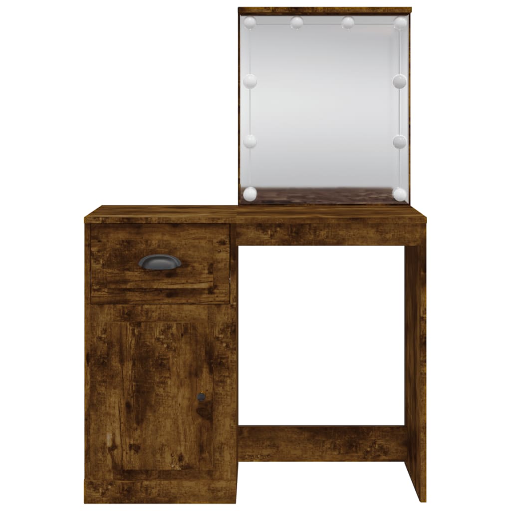 Cosmetic table with LED lights, smoky, 90x42x132.5cm