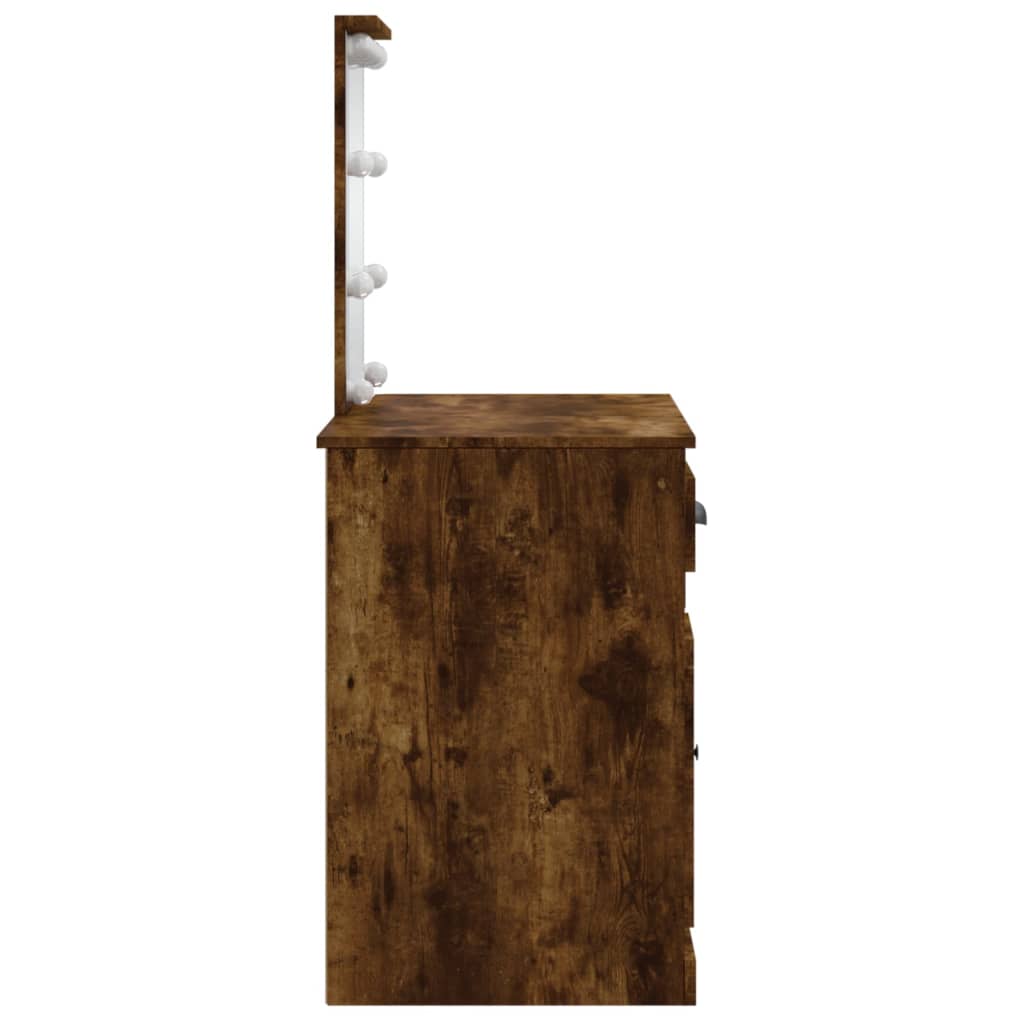 Cosmetic table with LED lights, smoky, 90x42x132.5cm