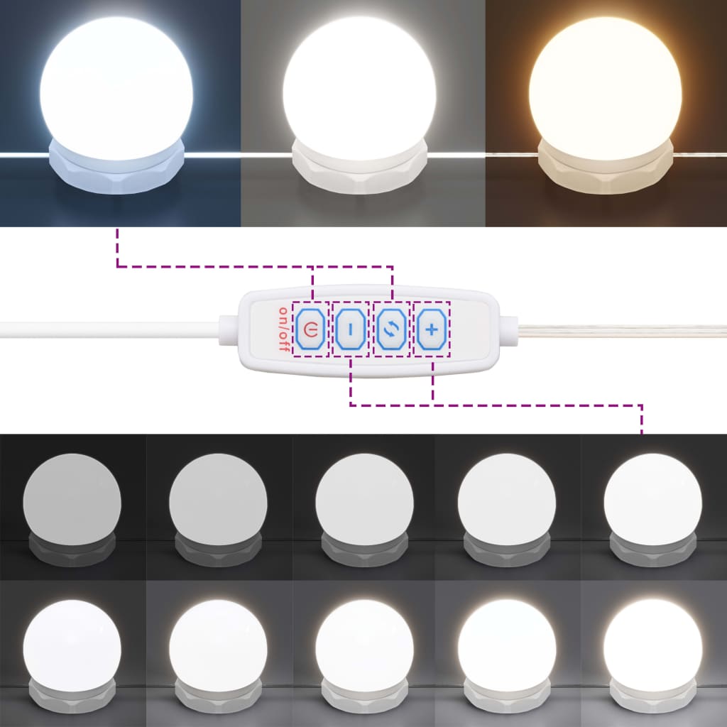 Cosmetic table with LED lights, smoky, 90x42x132.5cm