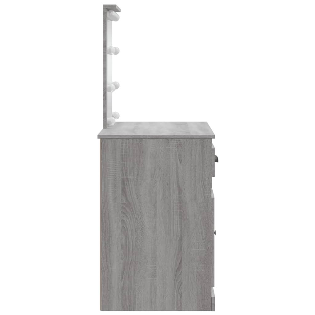 Cosmetic table with LED lights, grey, 90x42x132.5cm