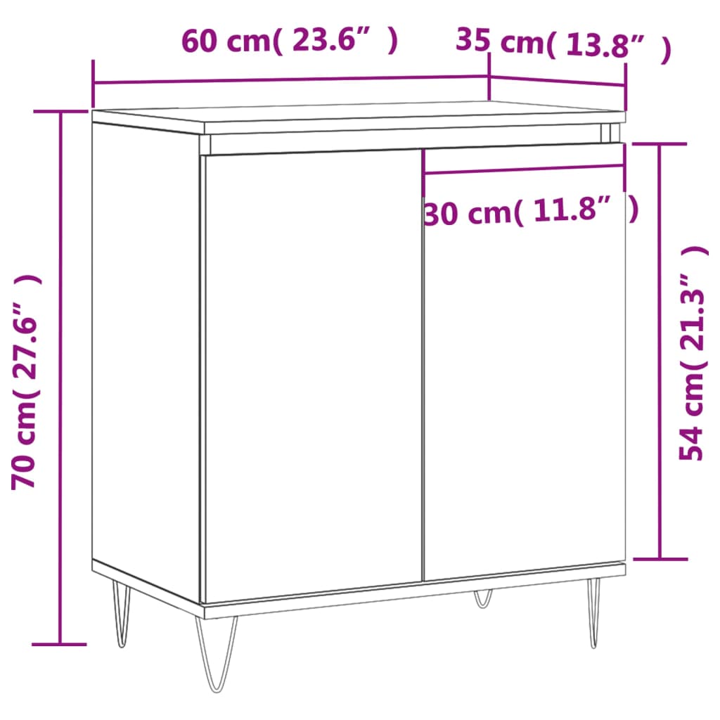 Sideboard, smoky oak, 60x35x70cm, engineered wood