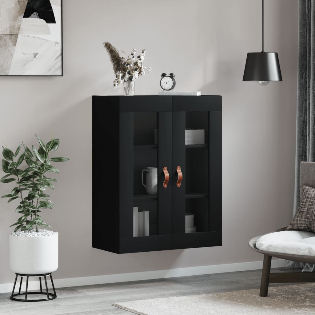 Wall-mounted cabinet, black, 69.5x34x90cm