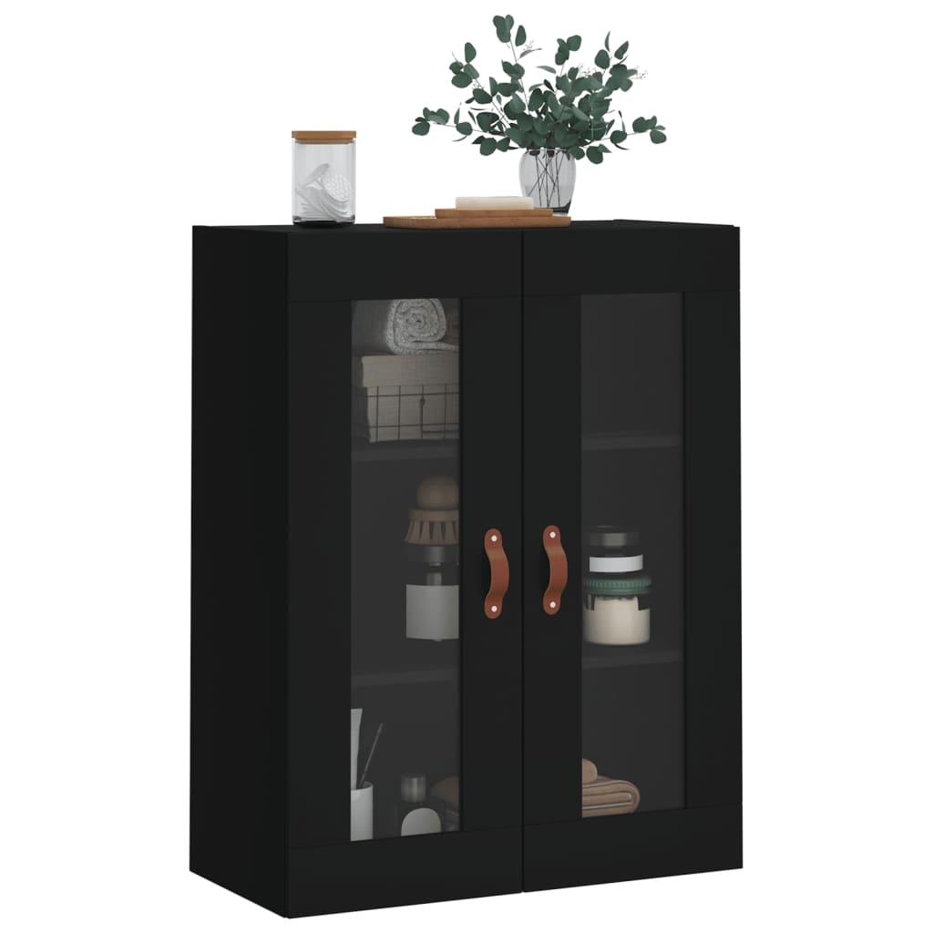 Wall-mounted cabinet, black, 69.5x34x90cm