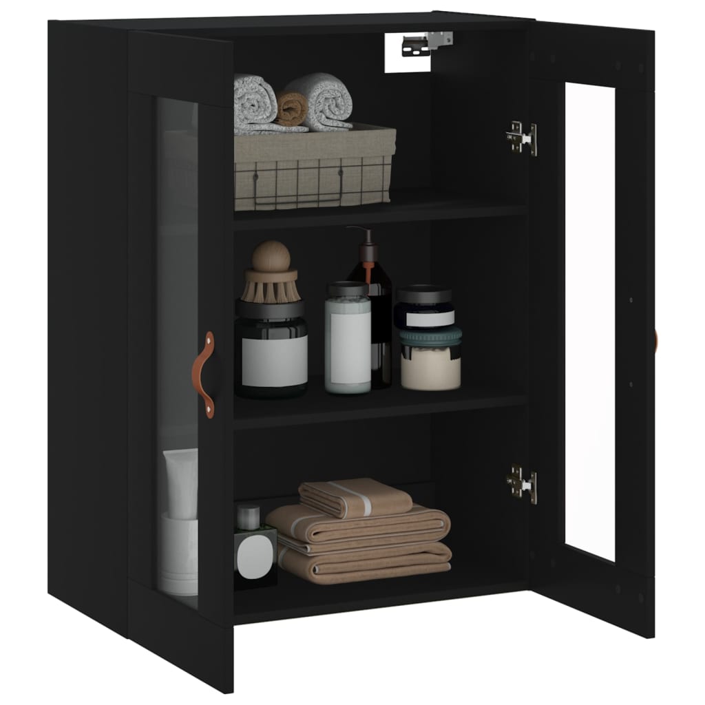 Wall-mounted cabinet, black, 69.5x34x90cm