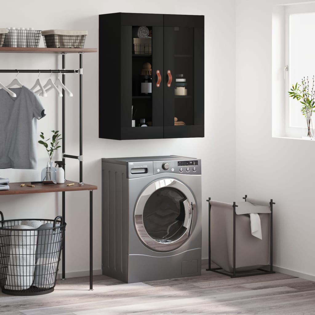 Wall-mounted cabinet, black, 69.5x34x90cm