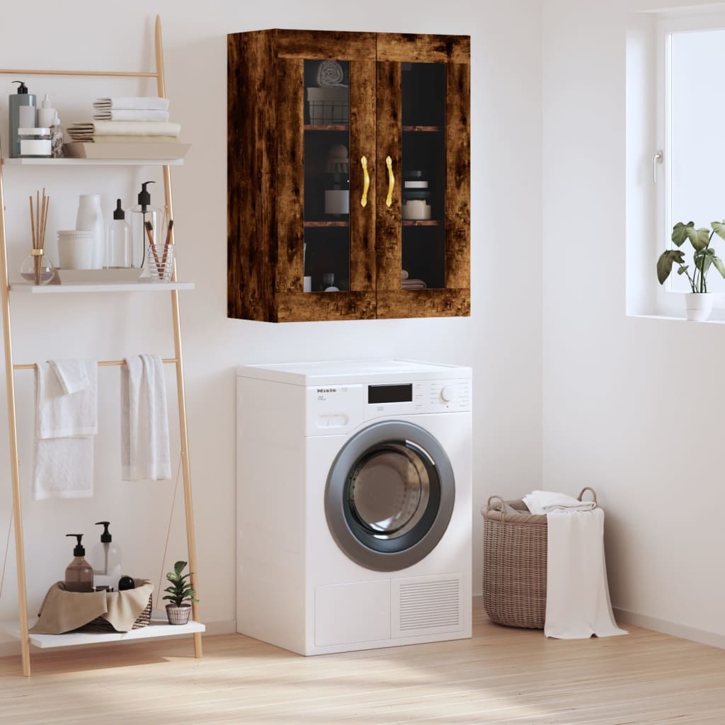 Wall-mounted cabinet, smoked oak, 69.5x34x90cm