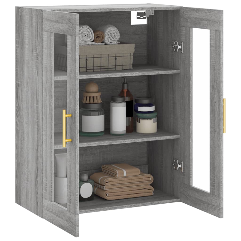 Wall-mounted cabinet, grey oak, 69.5x34x90cm