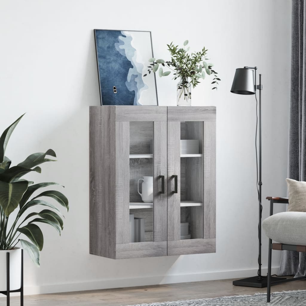 Wall-mounted cabinet, grey oak, 69.5x34x90cm