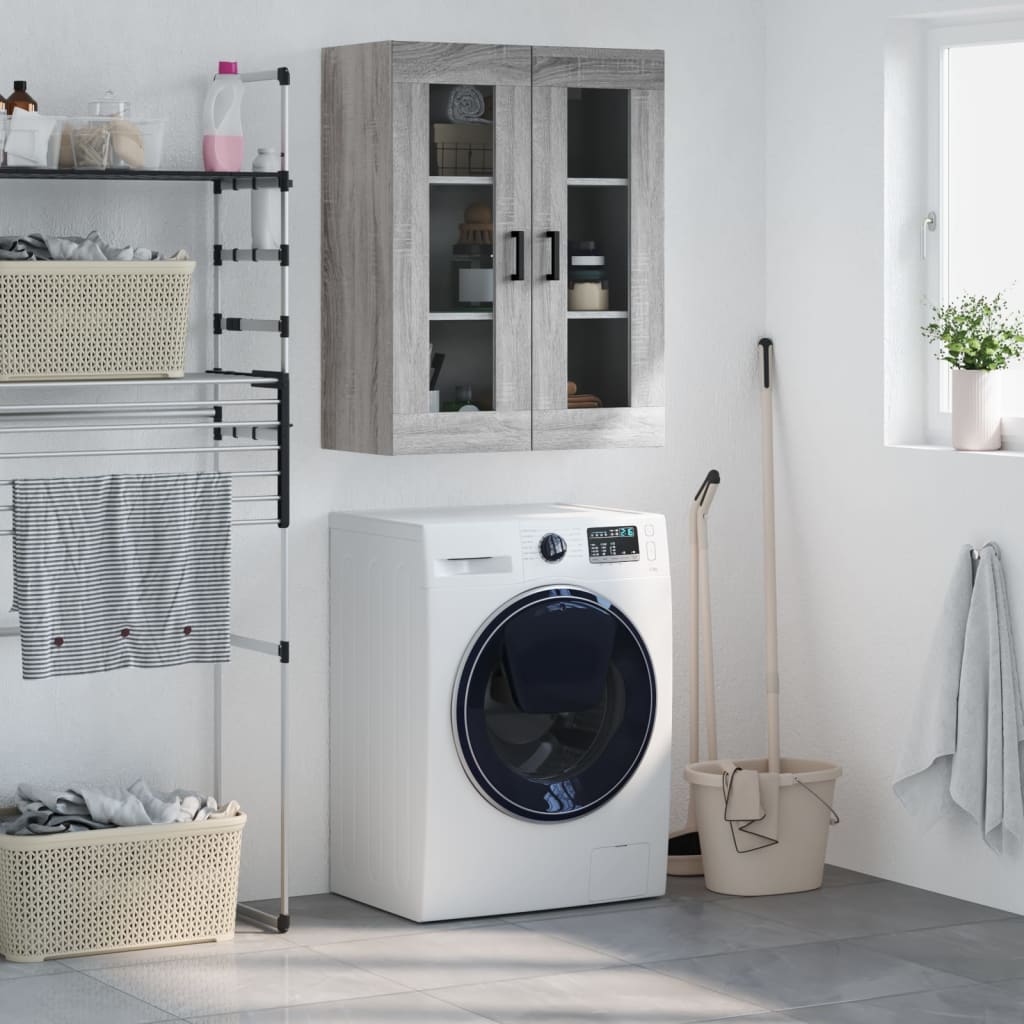 Wall-mounted cabinet, grey oak, 69.5x34x90cm
