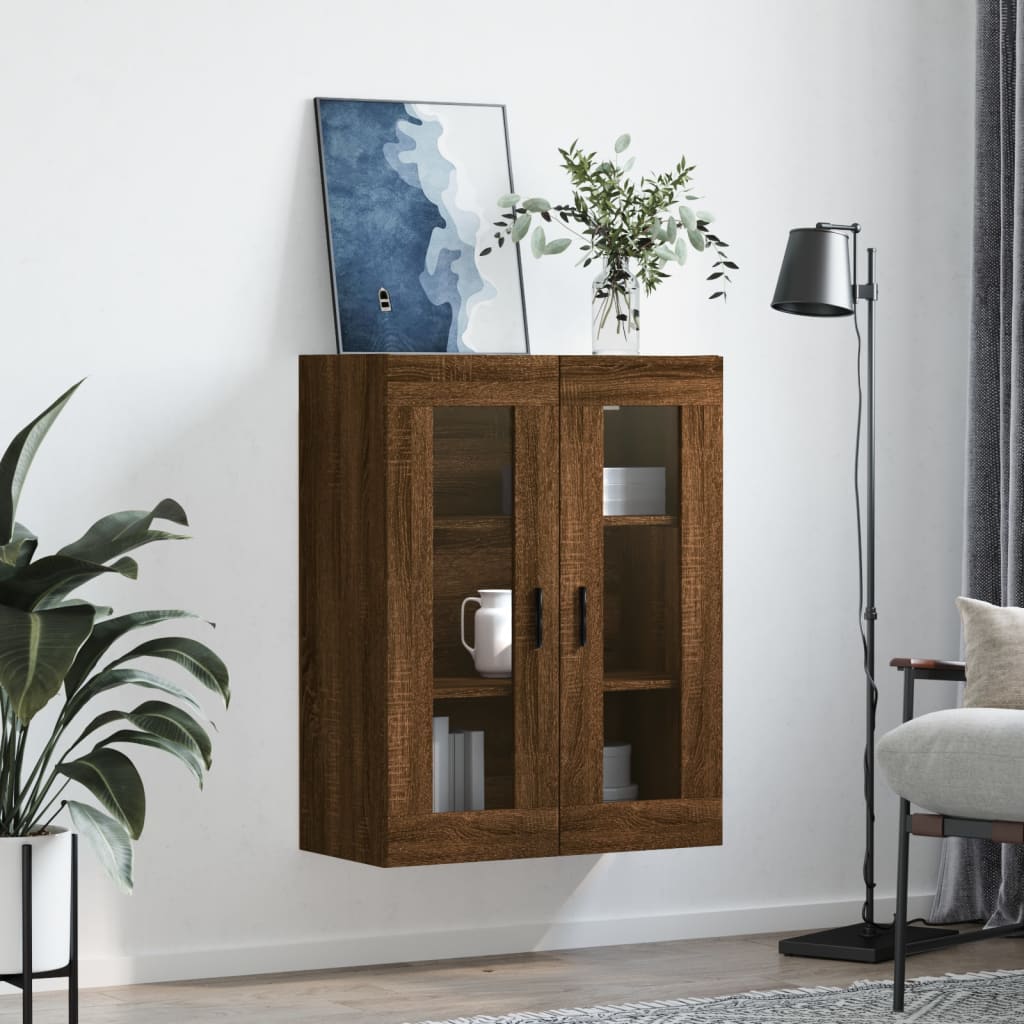 Wall-mounted cabinet, brown oak, 69.5x34x90cm