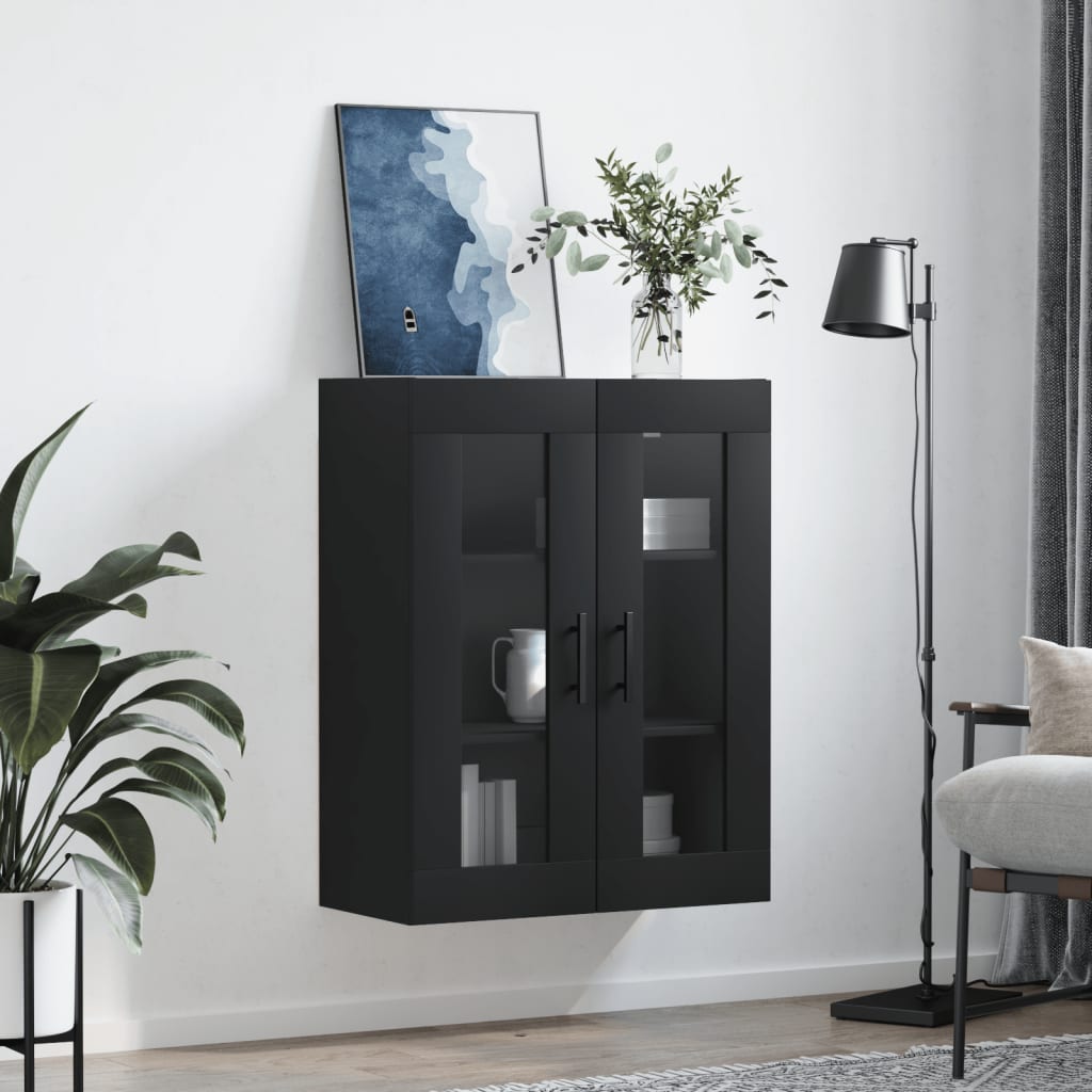 Wall-mounted cabinet, black, 69.5x34x90cm