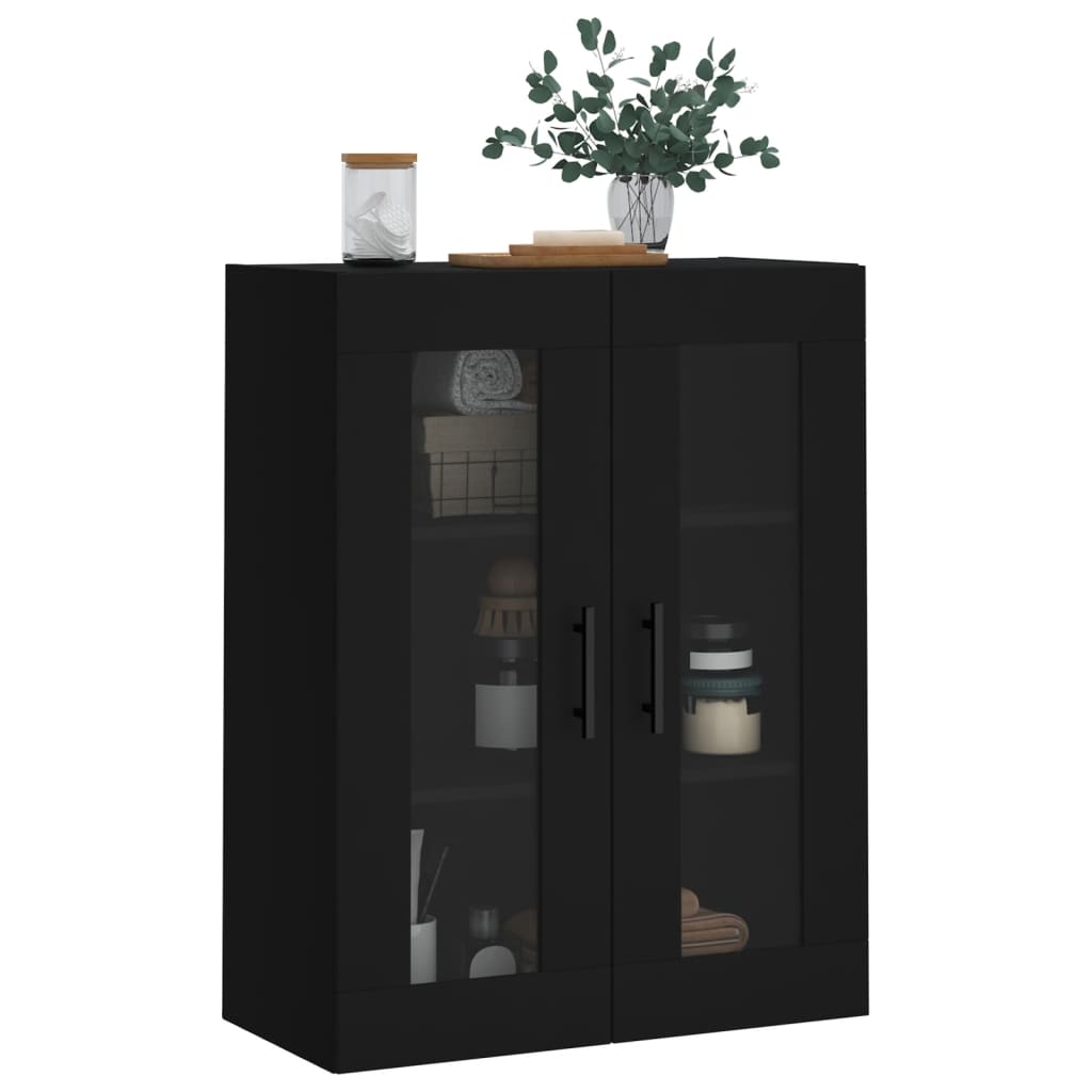 Wall-mounted cabinet, black, 69.5x34x90cm