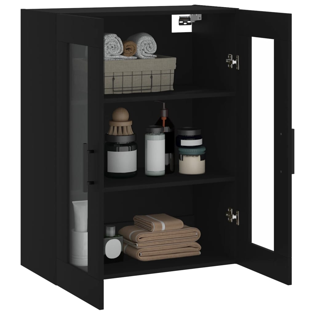 Wall-mounted cabinet, black, 69.5x34x90cm