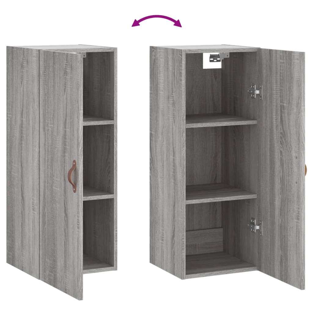 Wall-mounted cabinet, grey oak, 34.5x34x90cm