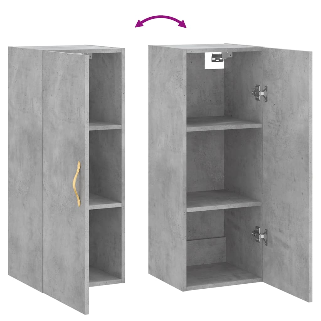 Wall-mounted cabinet, concrete gray, 34.5x34x90cm