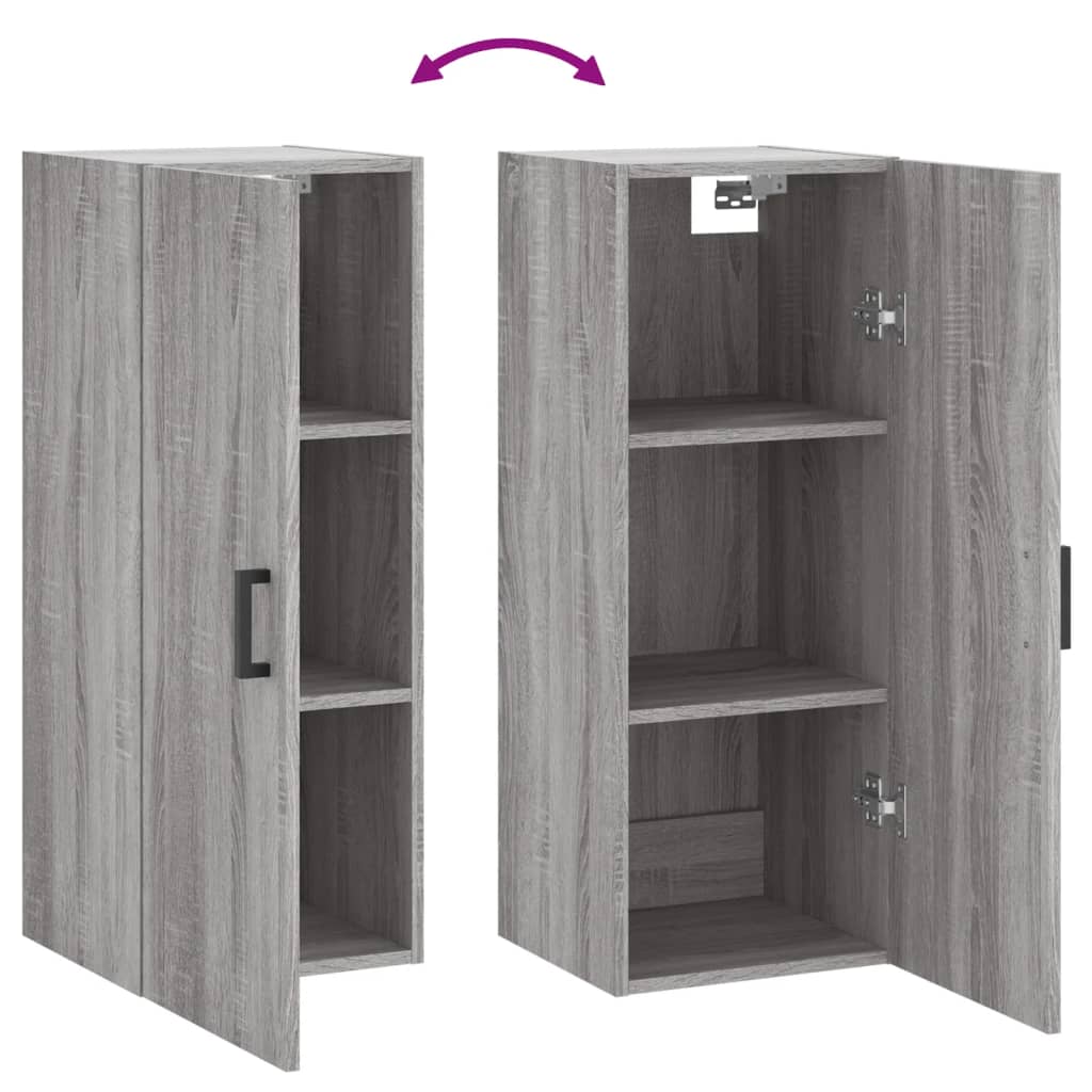 Wall-mounted cabinet, grey oak, 34.5x34x90cm