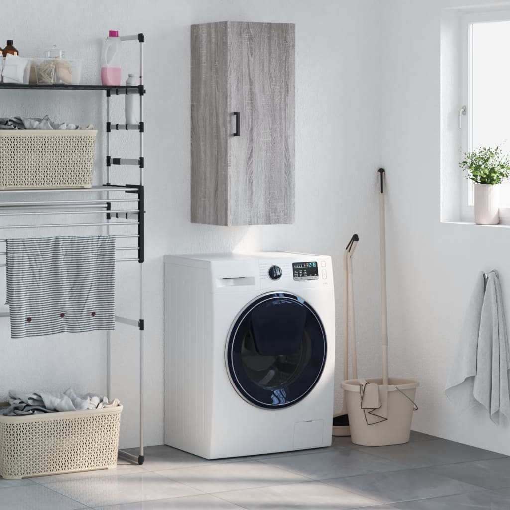 Wall-mounted cabinet, grey oak, 34.5x34x90cm