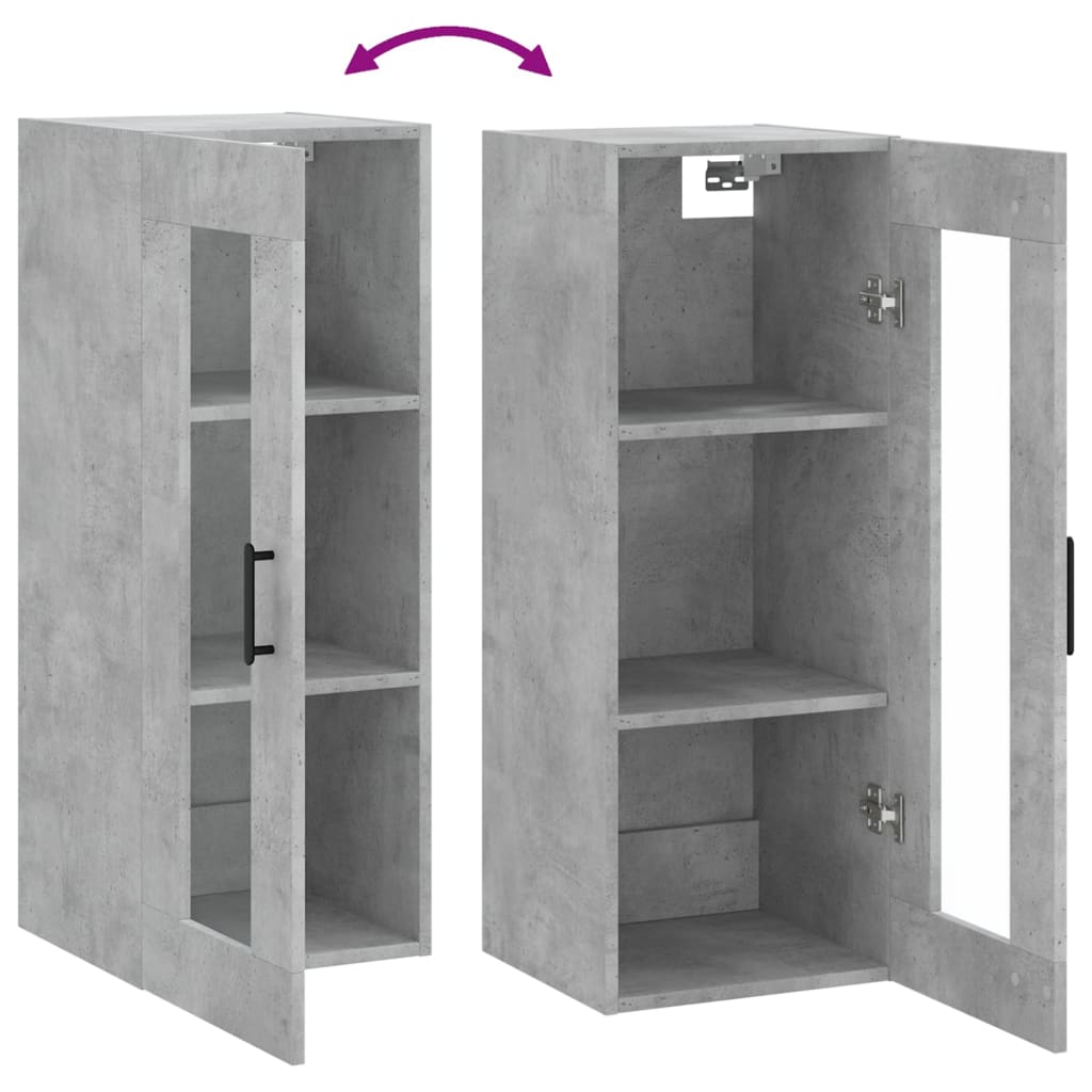 Wall-mounted cabinet, concrete gray, 34.5x34x90cm
