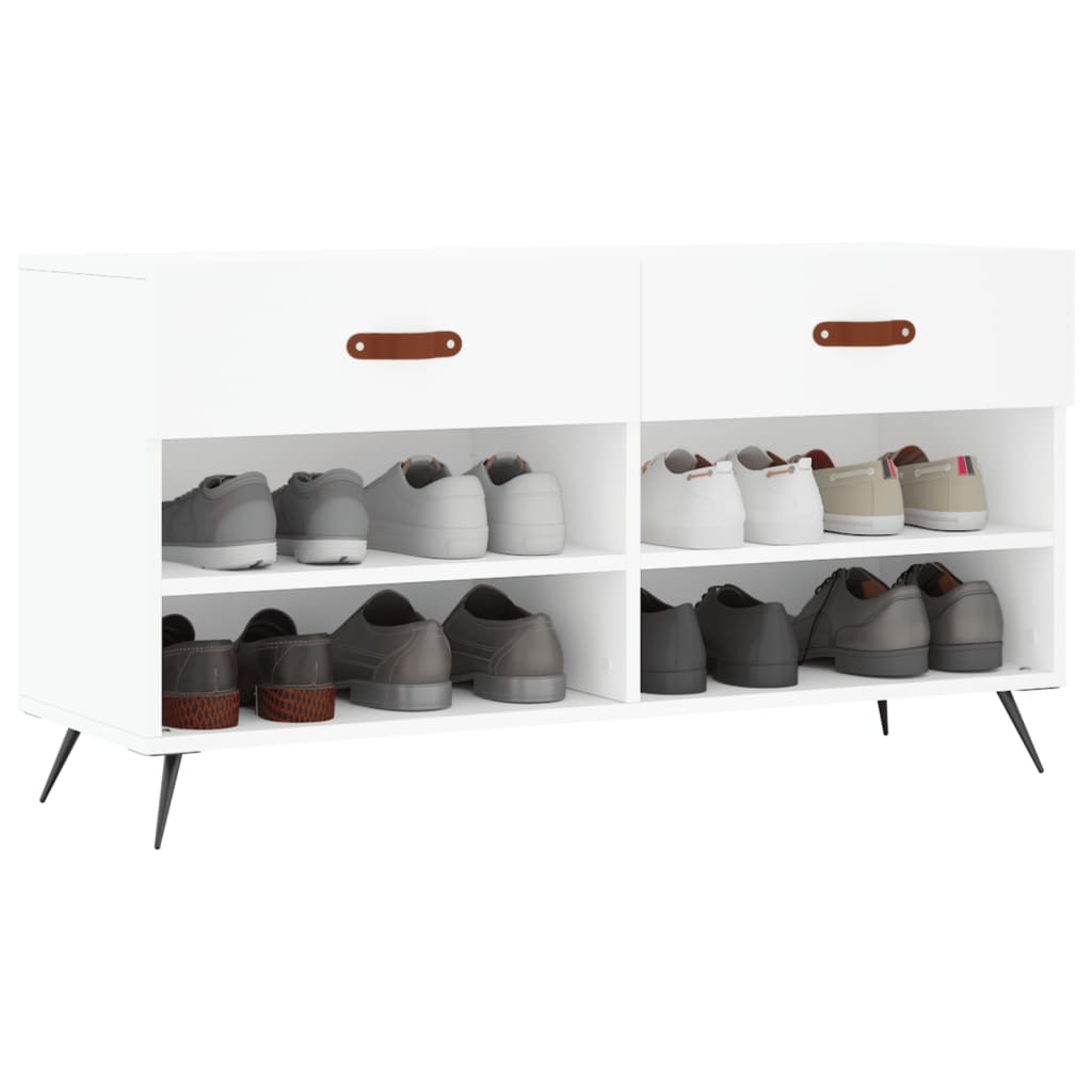 Apavu soliņš, balts, 102x35x55cm, apstrādāta koksne