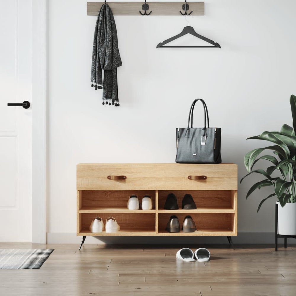 Shoe bench, Sonoma oak, 102x35x55cm, engineered wood