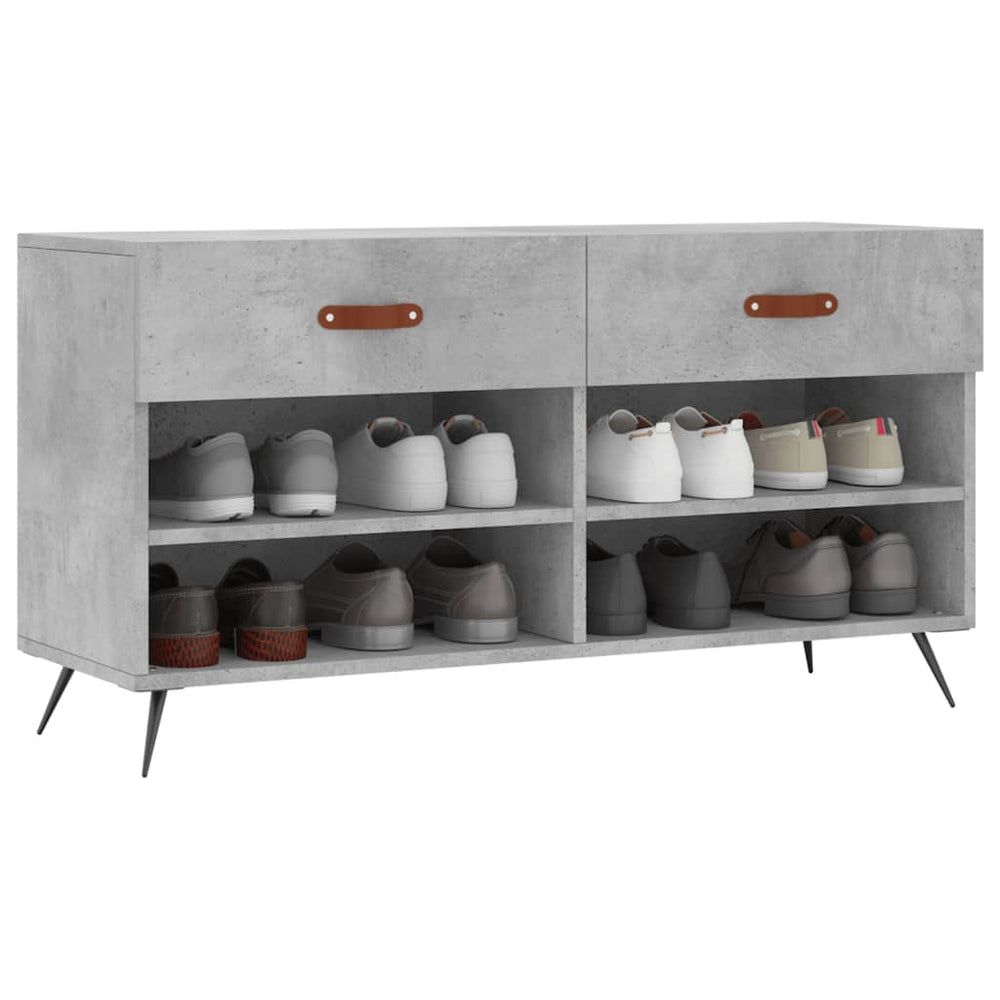 Shoe bench, concrete grey, 102x35x55cm, treated wood
