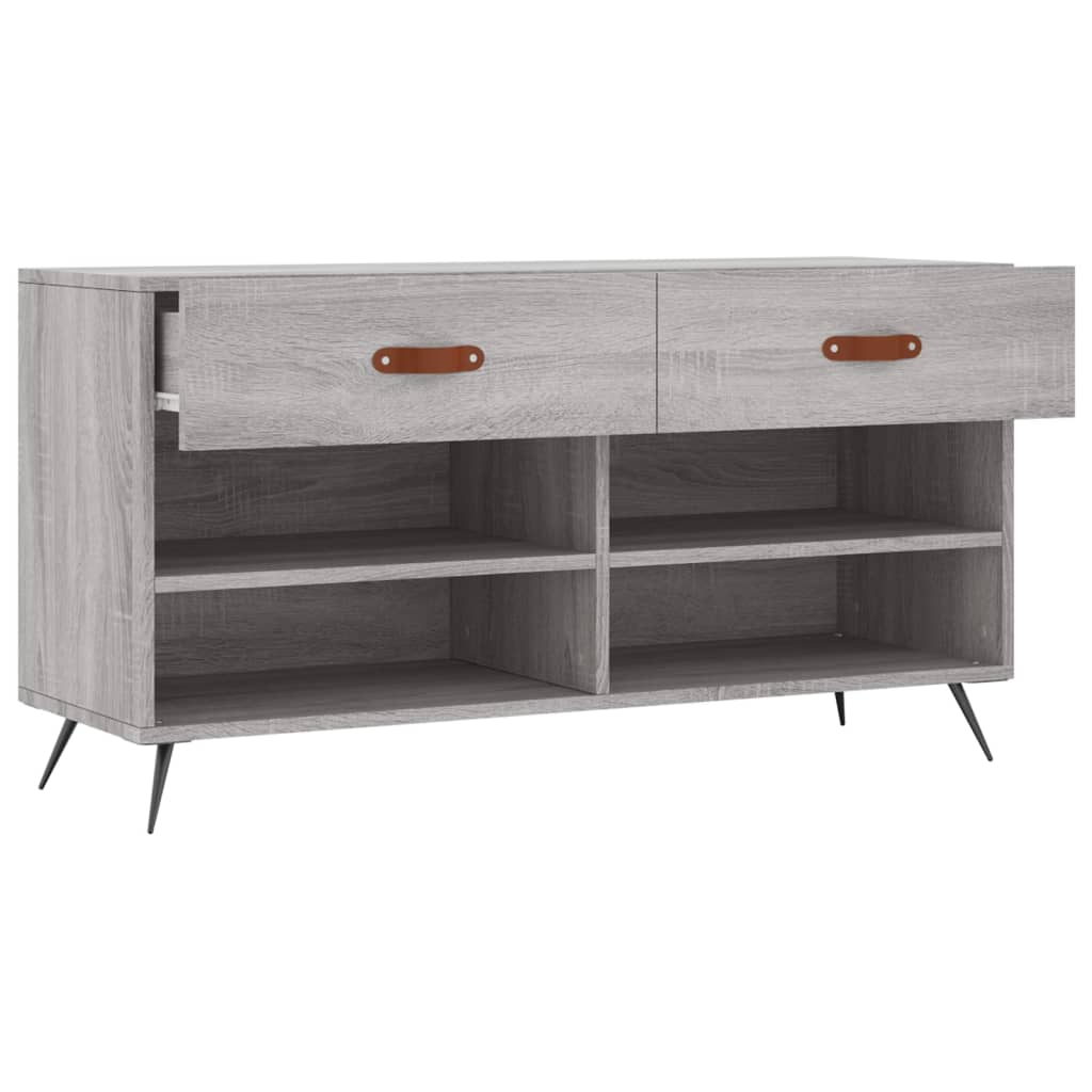 Shoe bench, grey oak, 102x35x55cm, engineered wood