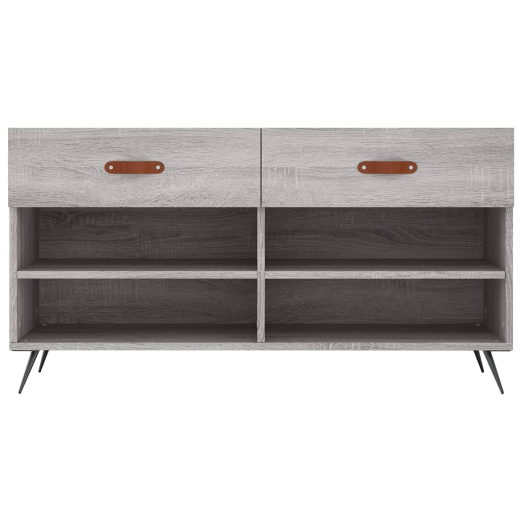 Shoe bench, grey oak, 102x35x55cm, engineered wood