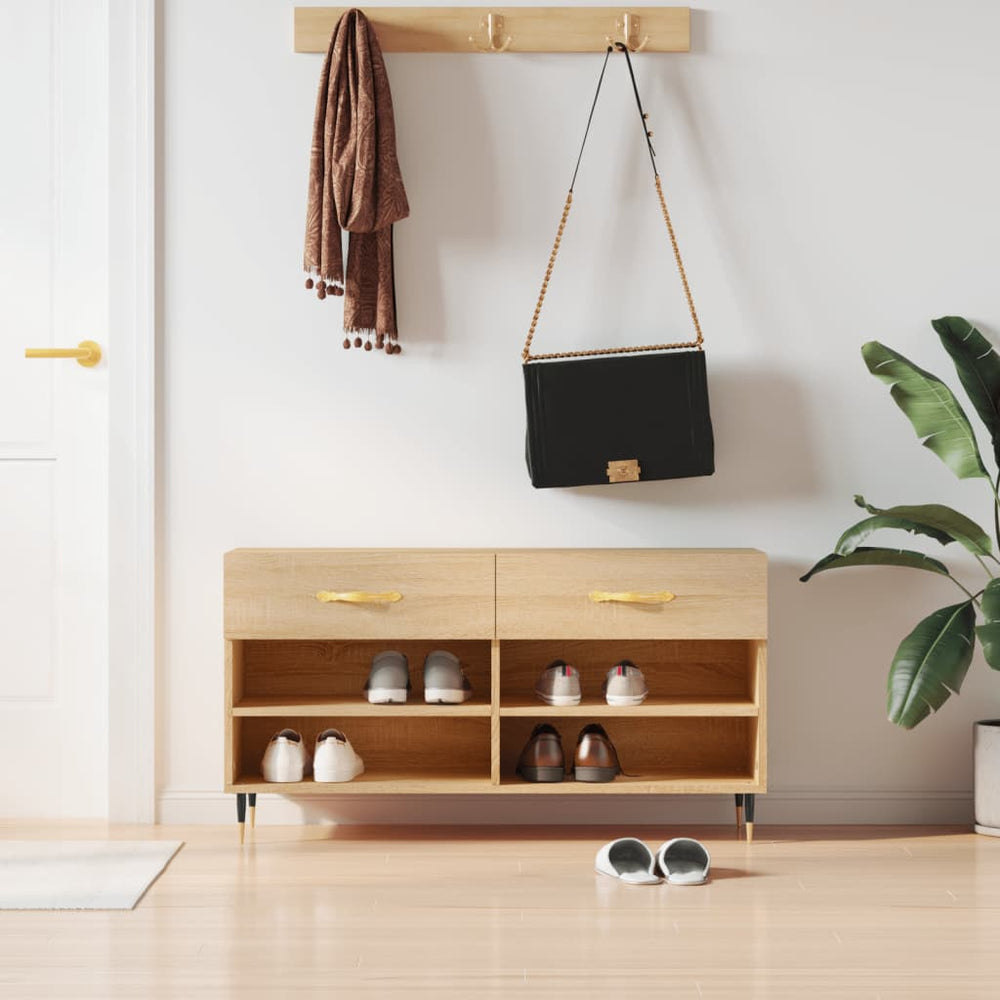 Shoe bench, Sonoma oak, 102x35x55cm, engineered wood