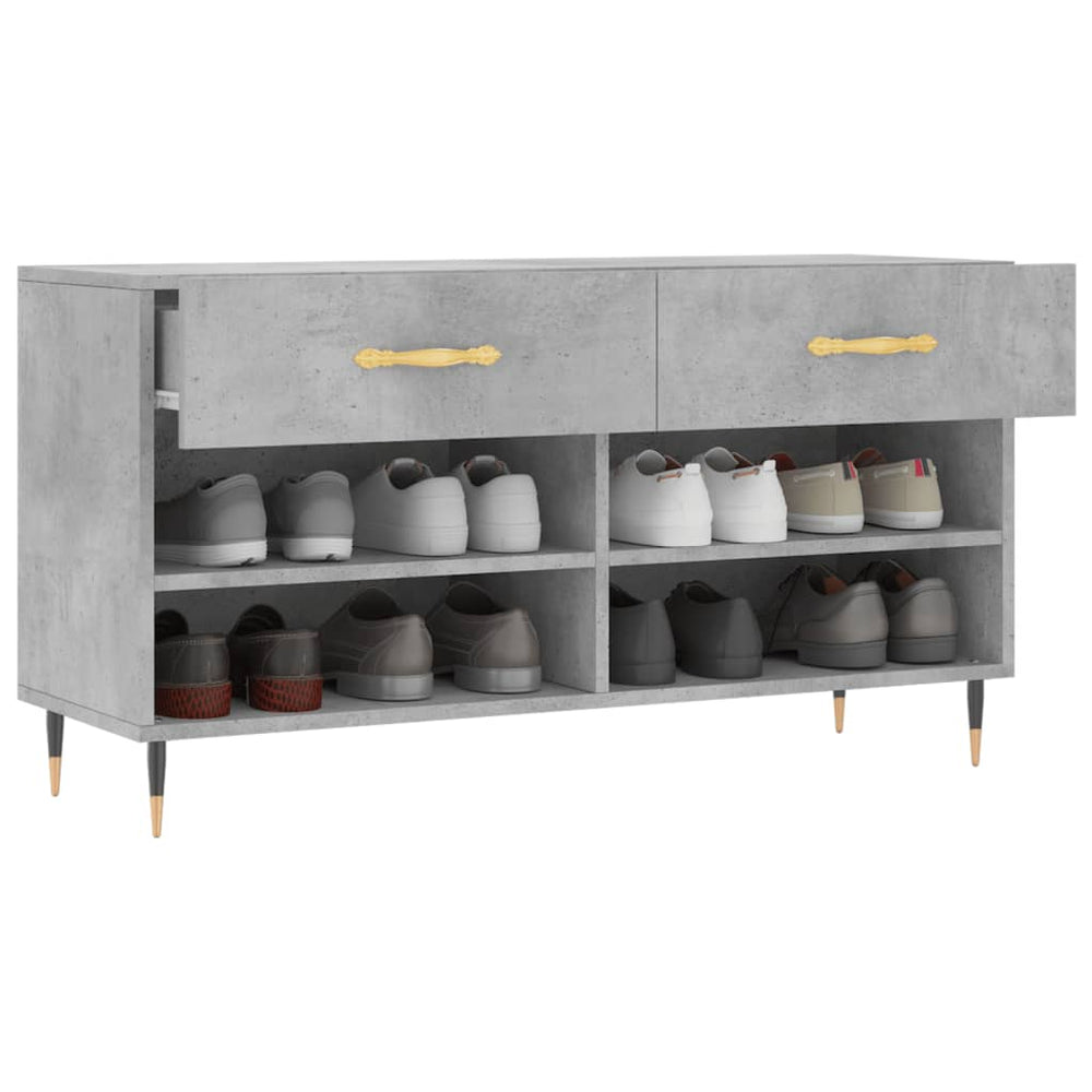 Shoe bench, concrete grey, 102x35x55cm, treated wood