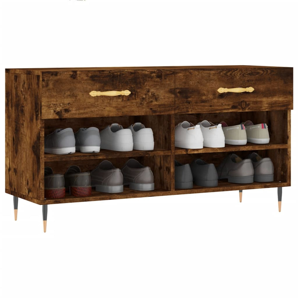 Shoe bench, smoked oak, 102x35x55cm, treated wood
