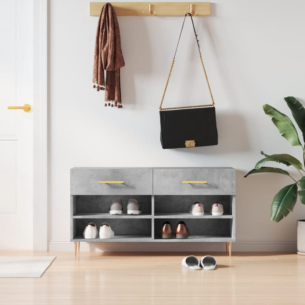Shoe bench, concrete grey, 102x35x55cm, treated wood