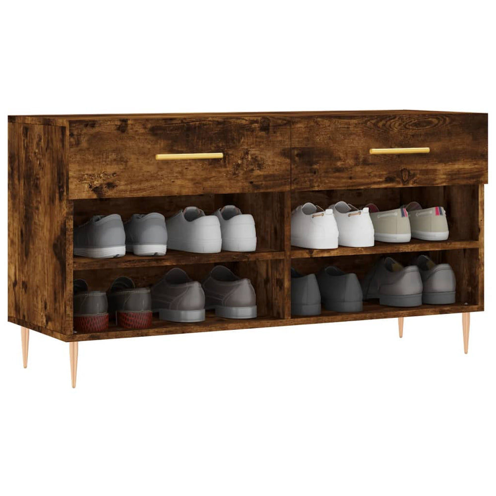 Shoe bench, smoked oak, 102x35x55cm, treated wood