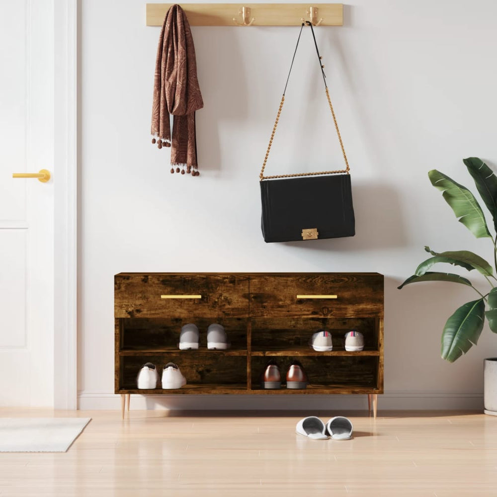 Shoe bench, smoked oak, 102x35x55cm, treated wood