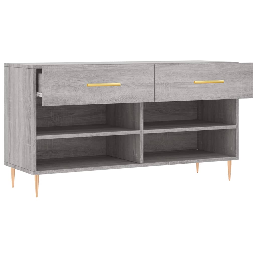 Shoe bench, grey oak, 102x35x55cm, engineered wood