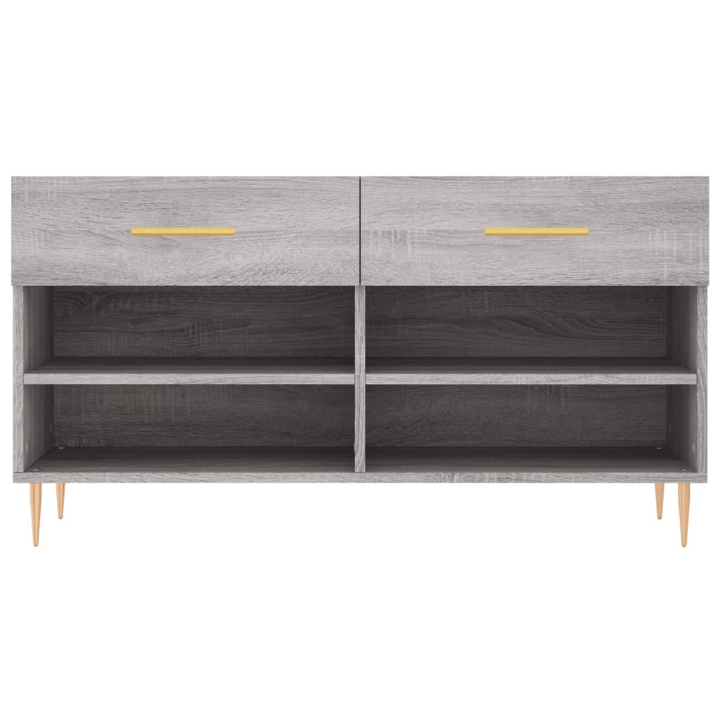 Shoe bench, grey oak, 102x35x55cm, engineered wood