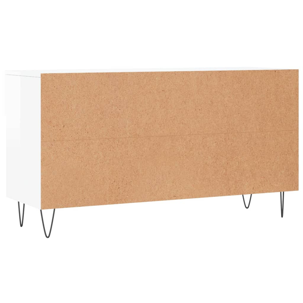 Shoe bench, white, 102x35x55cm, engineered wood, glossy