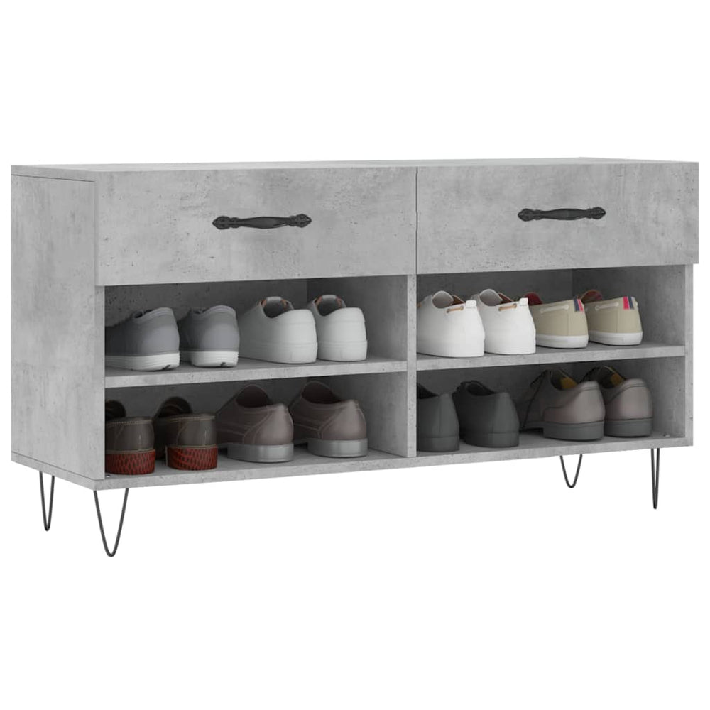 Shoe bench, concrete grey, 102x35x55cm, treated wood