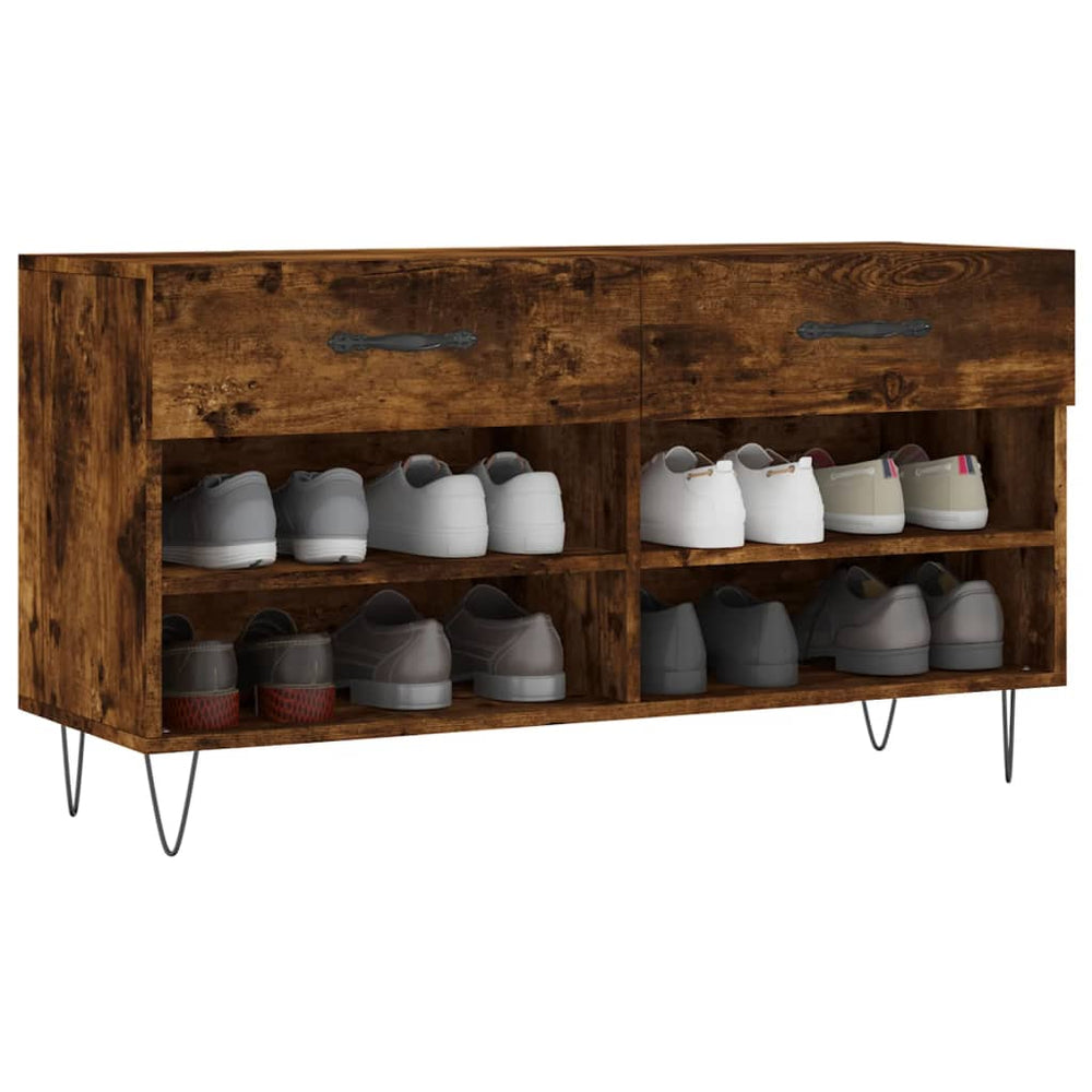 Shoe bench, smoked oak, 102x35x55cm, treated wood