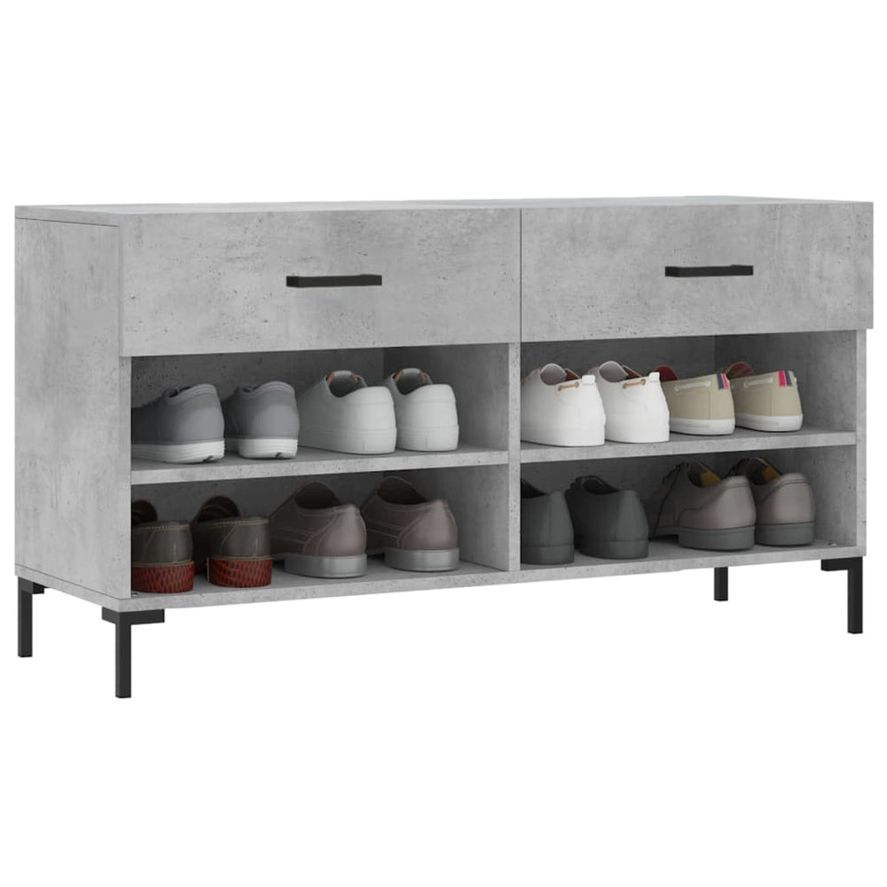 Shoe bench, concrete grey, 102x35x55cm, treated wood
