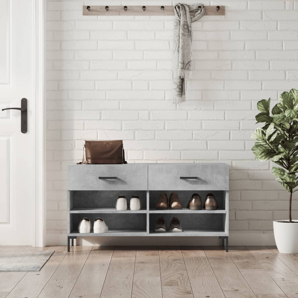 Shoe bench, concrete grey, 102x35x55cm, treated wood