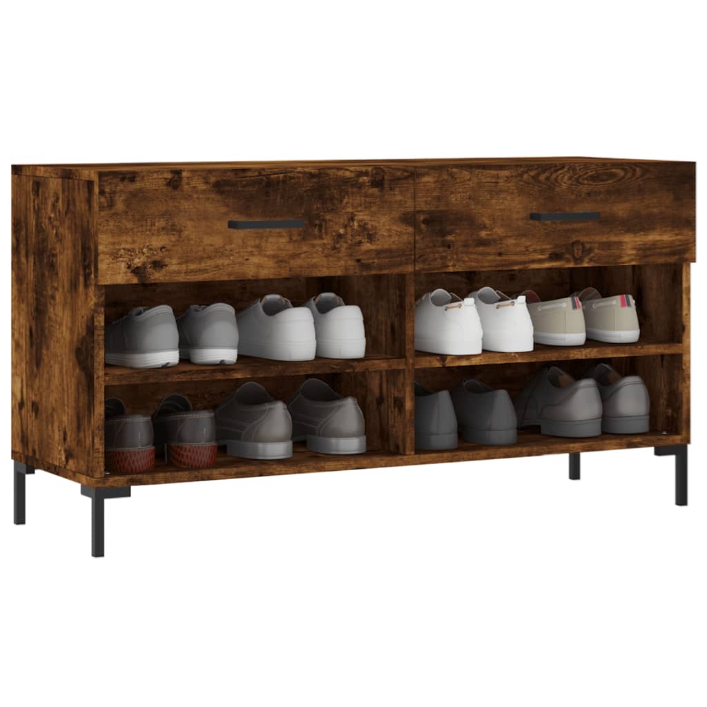 Shoe bench, smoked oak, 102x35x55cm, treated wood