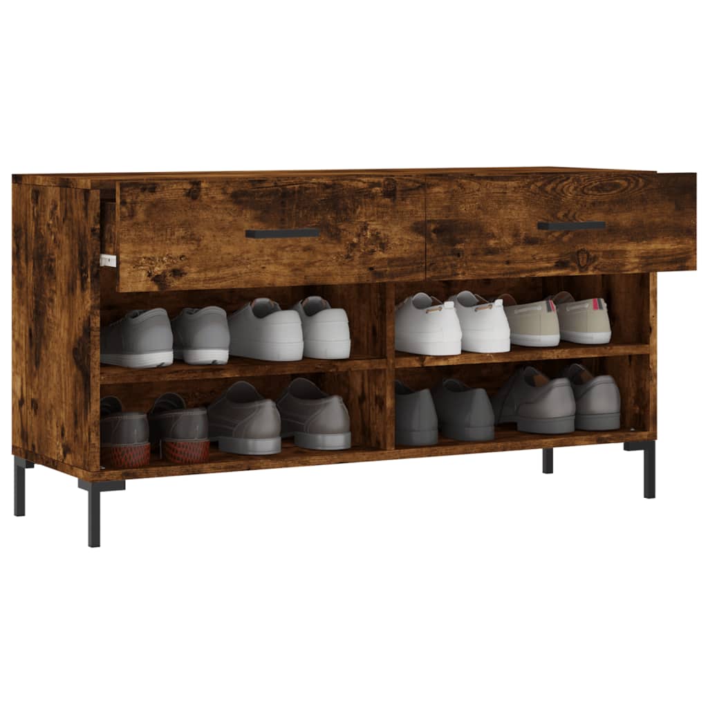 Shoe bench, smoked oak, 102x35x55cm, treated wood