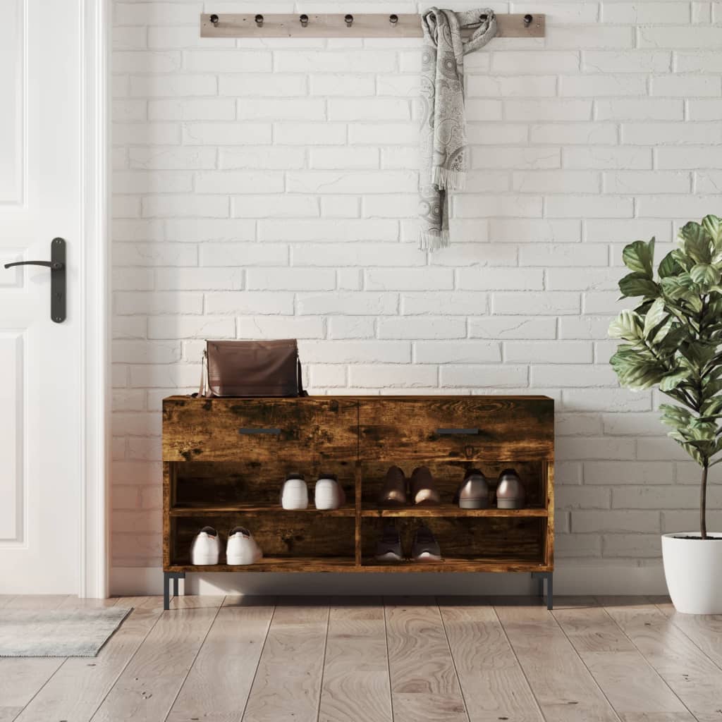 Shoe bench, smoked oak, 102x35x55cm, treated wood