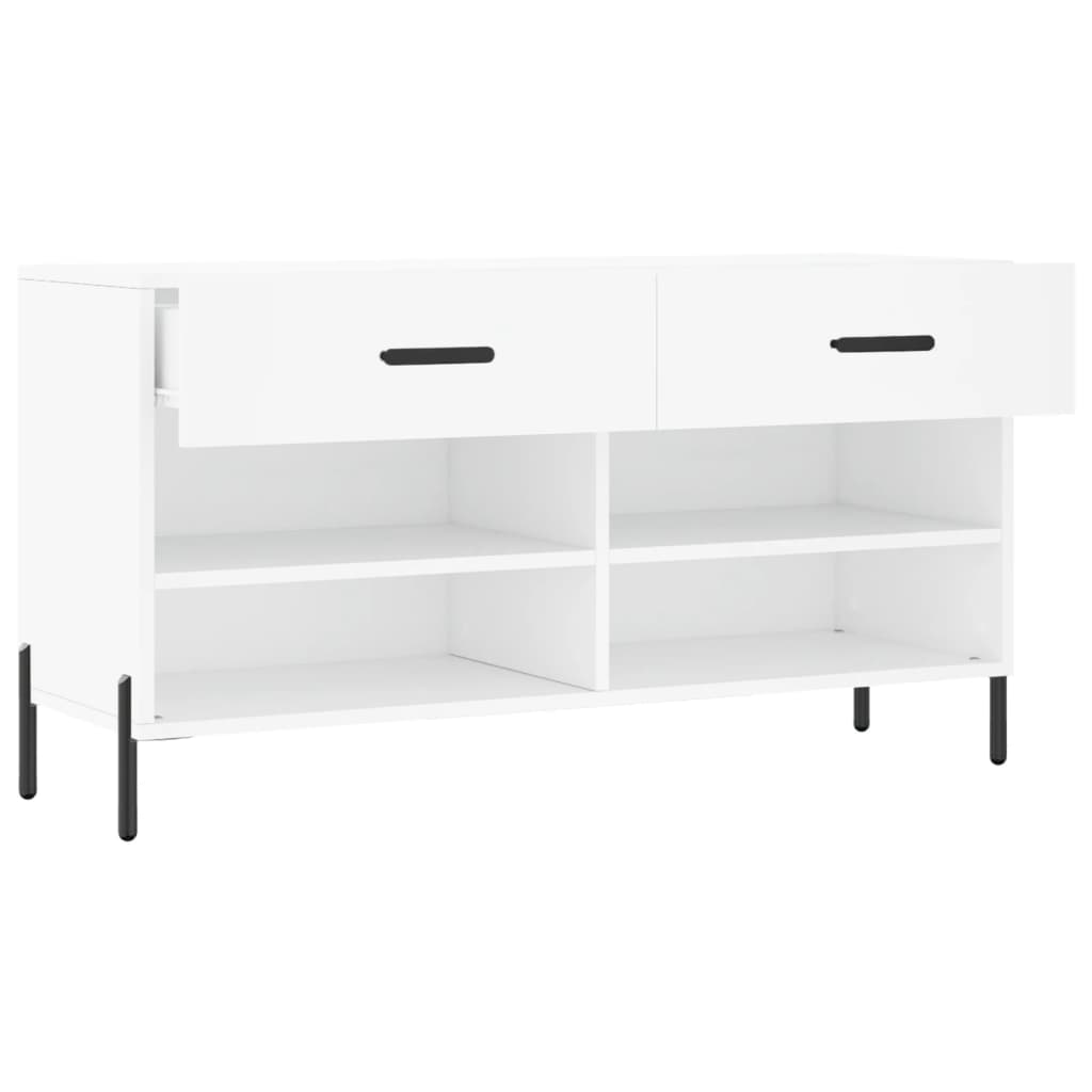 Shoe bench, white, 102x35x55cm, engineered wood