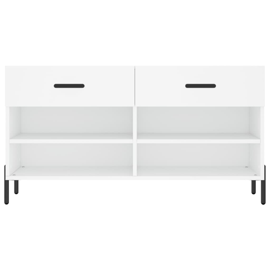 Shoe bench, white, 102x35x55cm, engineered wood