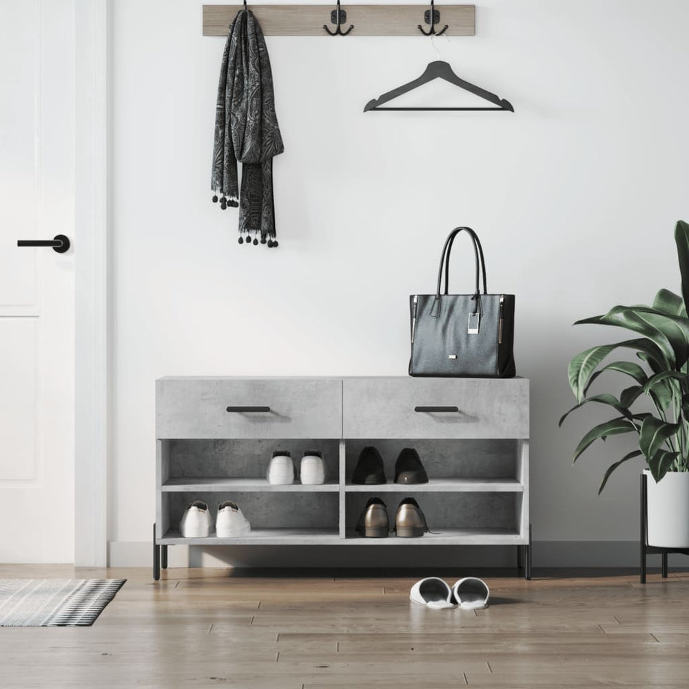 Shoe bench, concrete grey, 102x35x55cm, treated wood