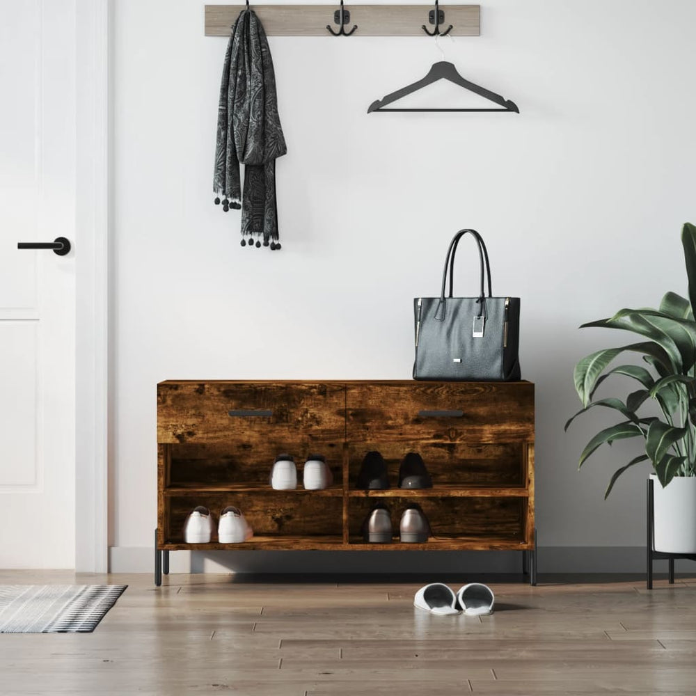 Shoe bench, smoked oak, 102x35x55cm, treated wood