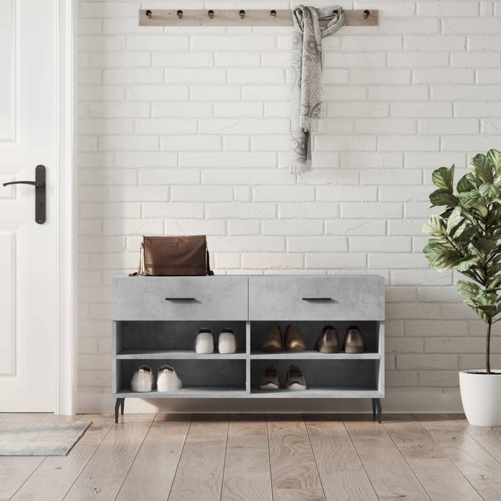 Shoe bench, concrete grey, 102x35x55cm, treated wood