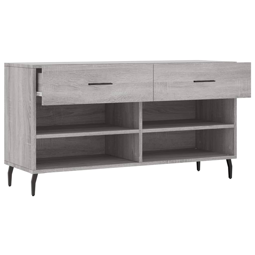 Shoe bench, grey oak, 102x35x55cm, engineered wood